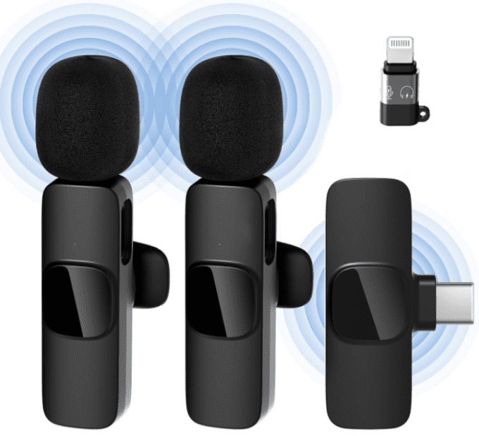 Wireless Microphone Cravate pour téléphone (USB-C)ou(IOS)