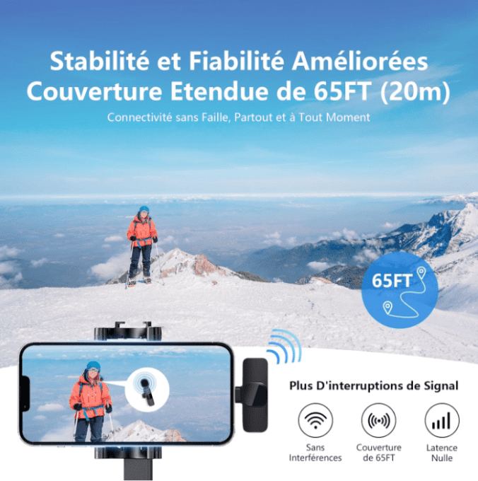 Wireless Microphone Cravate pour téléphone (USB-C)ou(IOS)