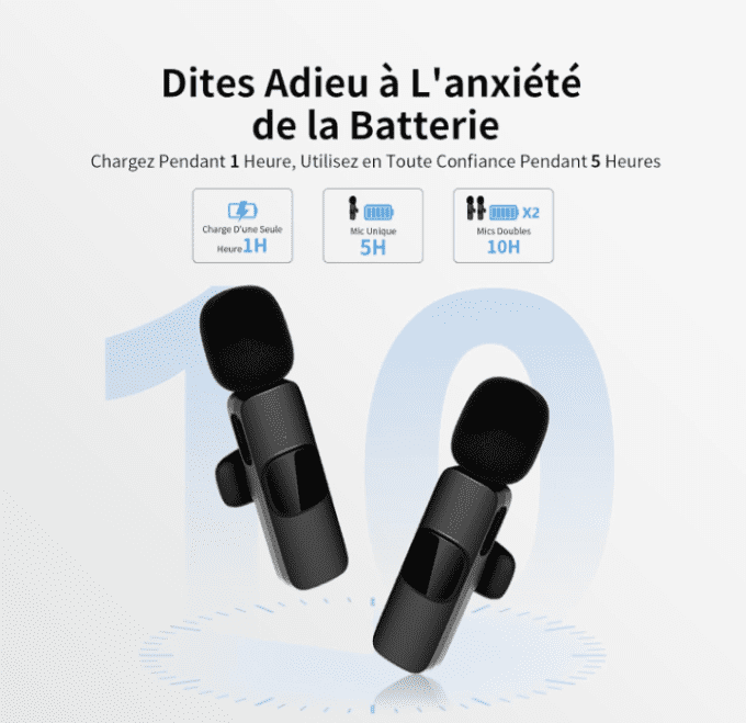 Wireless Microphone Cravate pour téléphone (USB-C)ou(IOS)