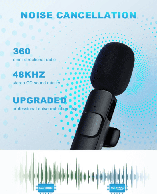 Wireless Microphone Cravate pour téléphone (USB-C)ou(IOS)