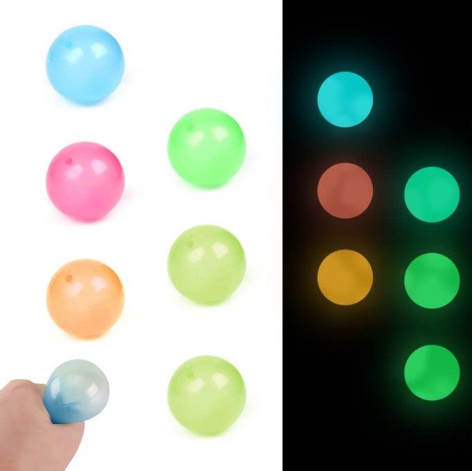 Lot de 8 balles anti-stress collantes fluorescentes – Relaxation et amusement pour petits et grands 